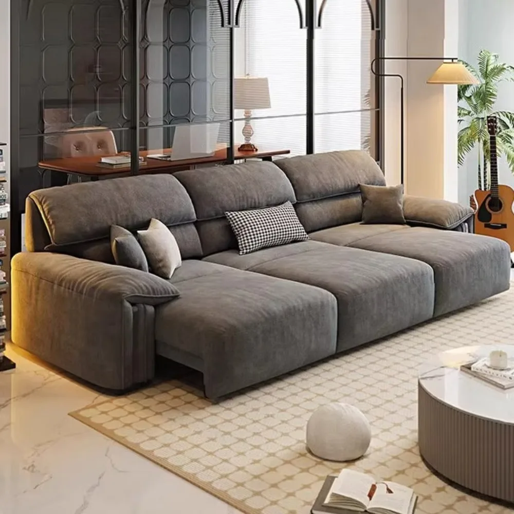 Anti-cat scratch cloth electric function sofa living room retractable adjustable fabric sofa bed integrated dual-purpose
