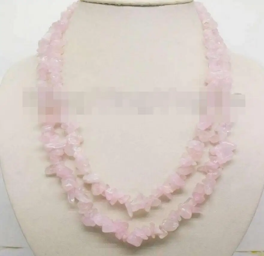 

Ожерелье из двух нитей из цепочки из сплава с натуральными розовыми кристаллами в стиле барокко