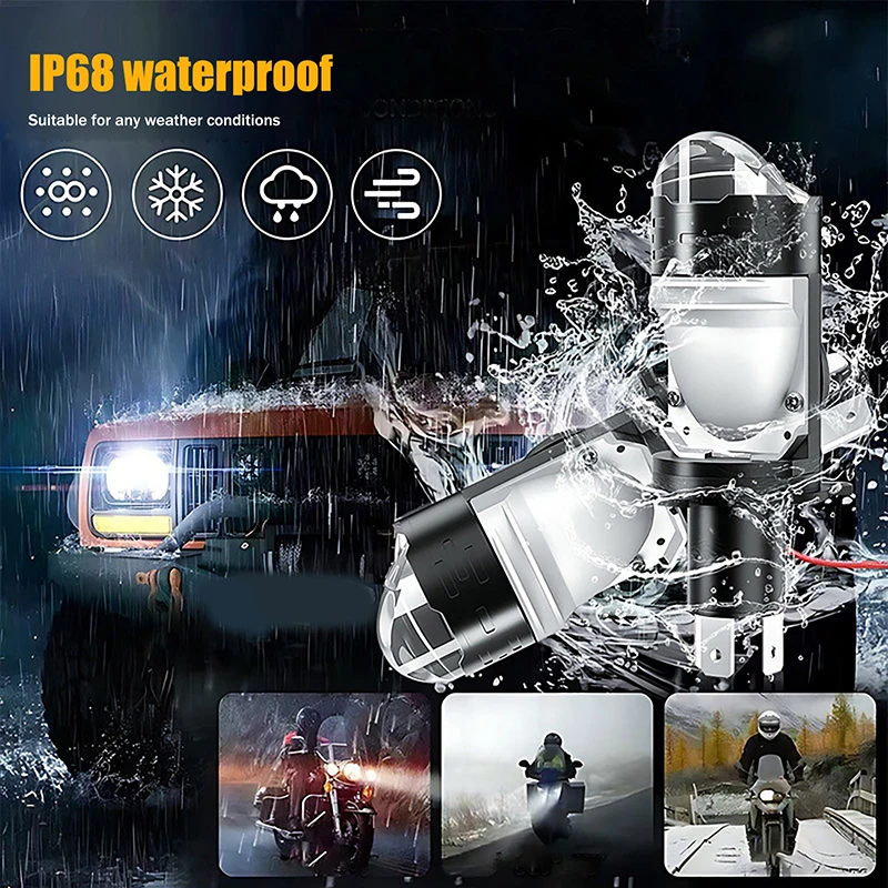 High Power H4 LED Projector Len Direct Insertion High Low Light Car Motorcycle Turbo Fan Lamp Super Bright Waterproof 1PC