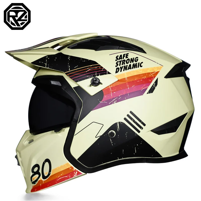 ORZ DOT Certification Motorcycle Helmet Full Face Combination Helmets Detachable Seasons Moped Cruiser Motocross Helmet Шлем