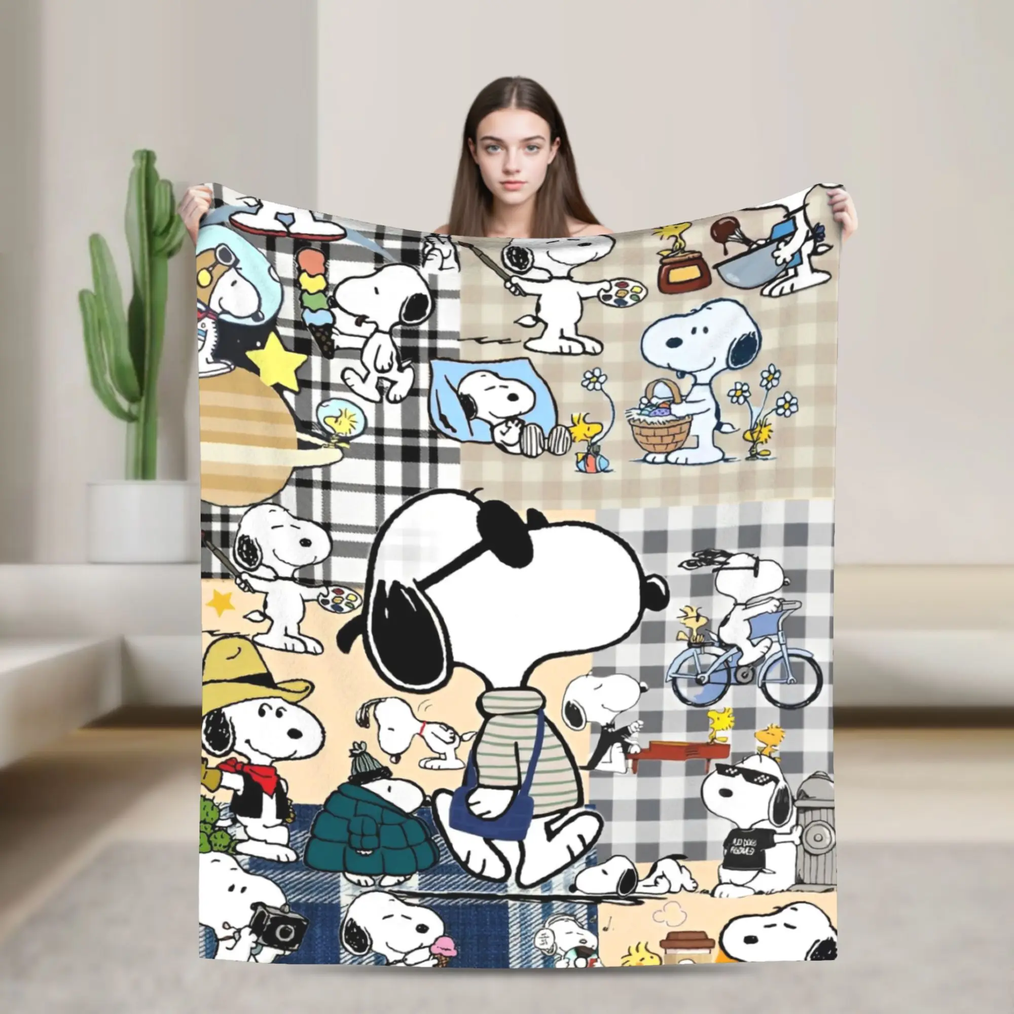 

Одеяла для коллажа Snoopy, флисовые супер теплые одеяла с героями мультфильмов для дома, дивана, кровати, коврика