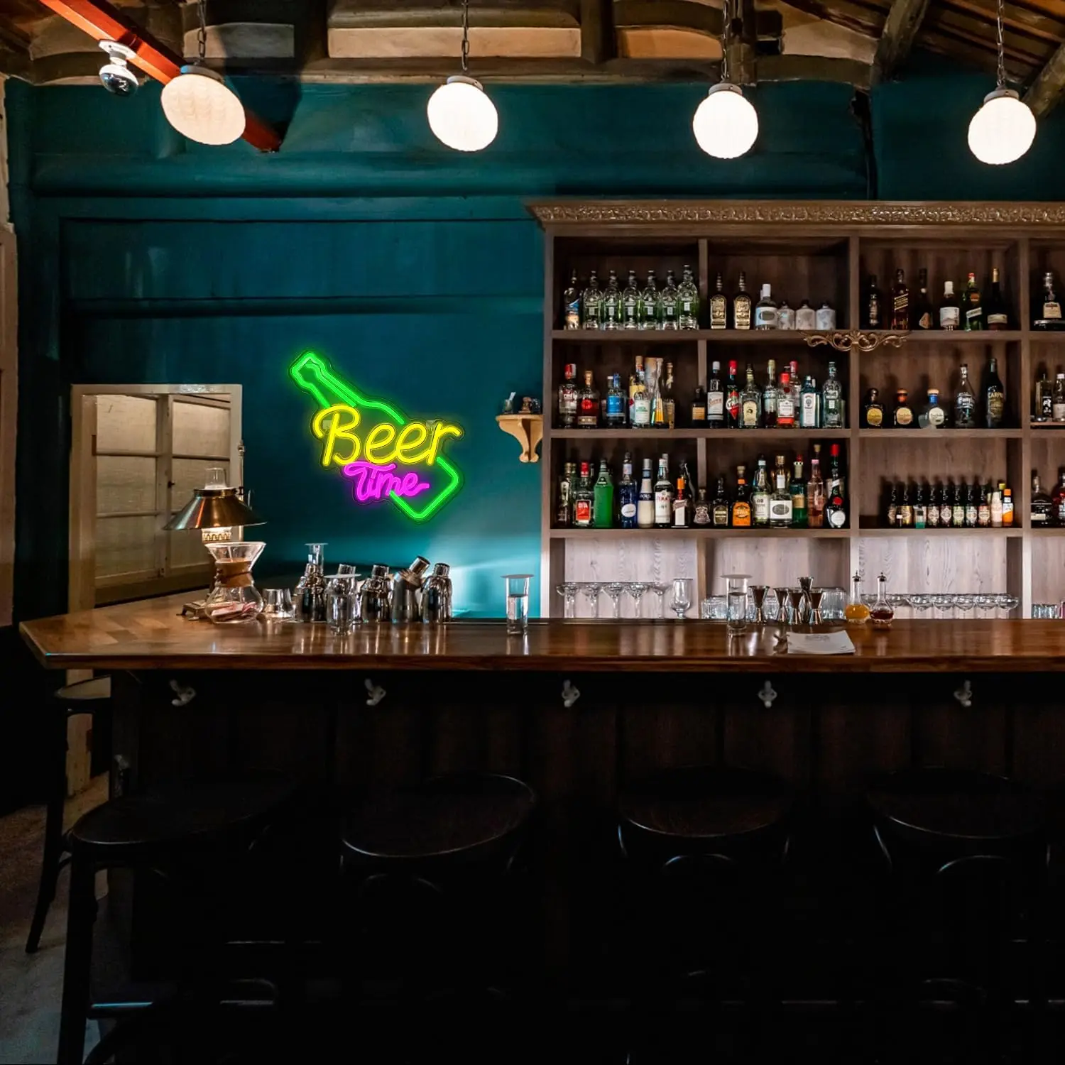 Beer Time Neon Sign Bar Neon Lights Signs Led Neon Signs for Wall Decor Home Bar Man Cave Party Club Restaurant Hotel