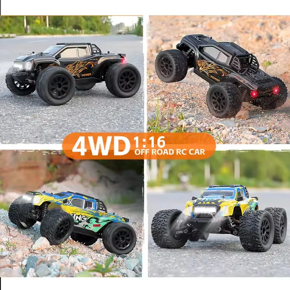 50KM/H High Speed 1:16 Scale 4WD RC Truck 2.4G Lighting Atmosphere System Remote Control Car Off Load Climbing Car Drift Vehical