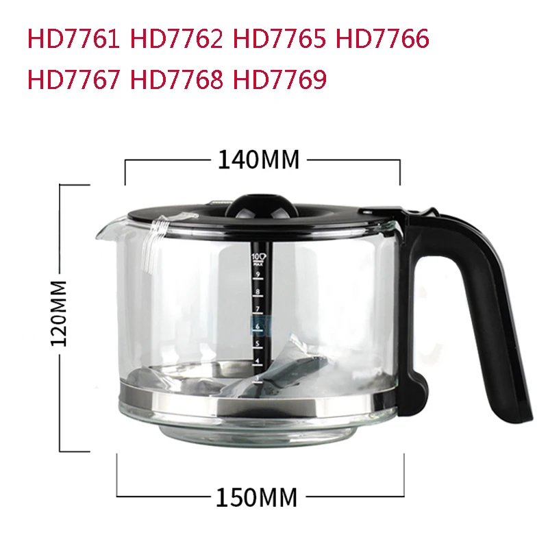 Coffee Maker Jug Suitable for Philips HD7761 HD7762 HD7765 HD7766 HD7767 HD7768 HD7769 Coffee Machine Replacement Parts