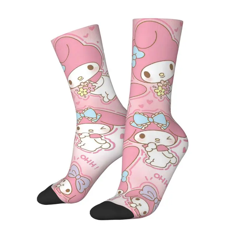 Custom Fun Print Melody Socks for Women Men Stretch Summer Autumn Winter Cartoon Crew Socks