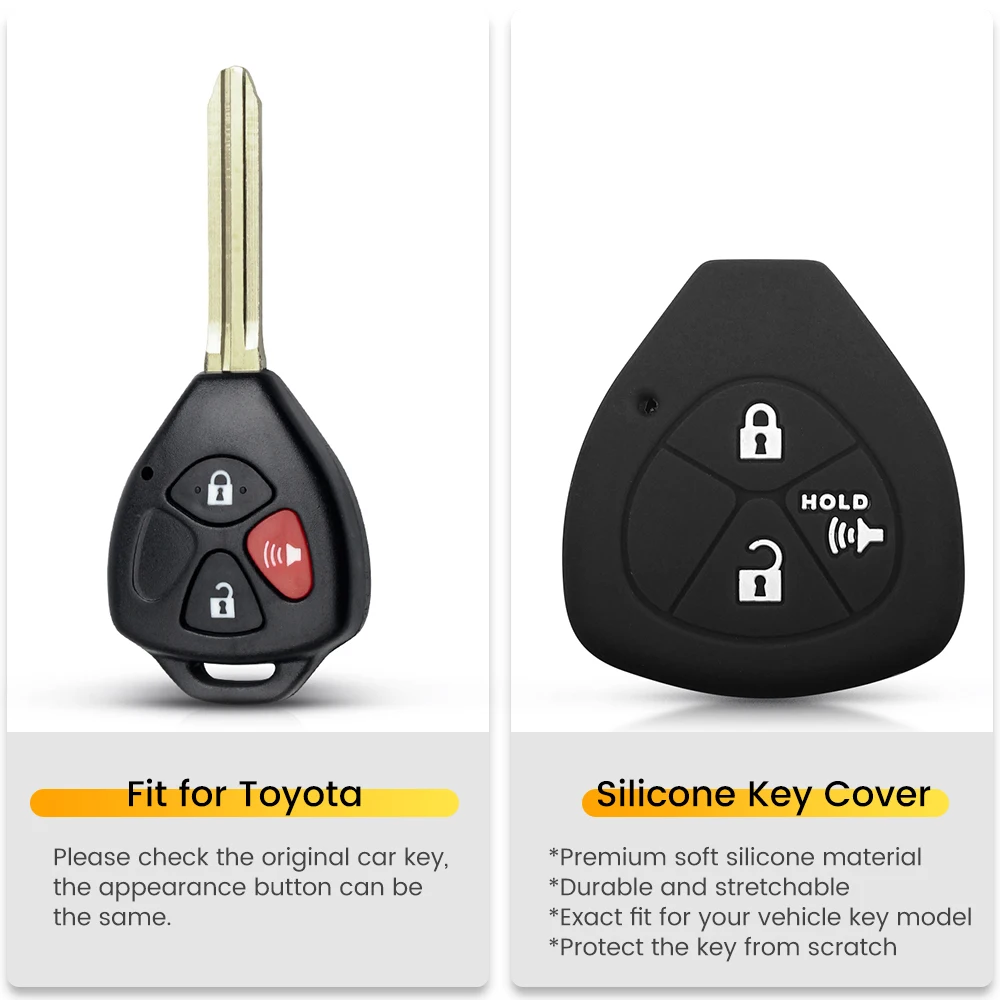 KEYYOU Silicone Car Key Case Cover 2/3/4 Button For Toyota Auris HiLux Corolla Fortuner Prado Verso Camry Yaris Vitz Vios Ractis