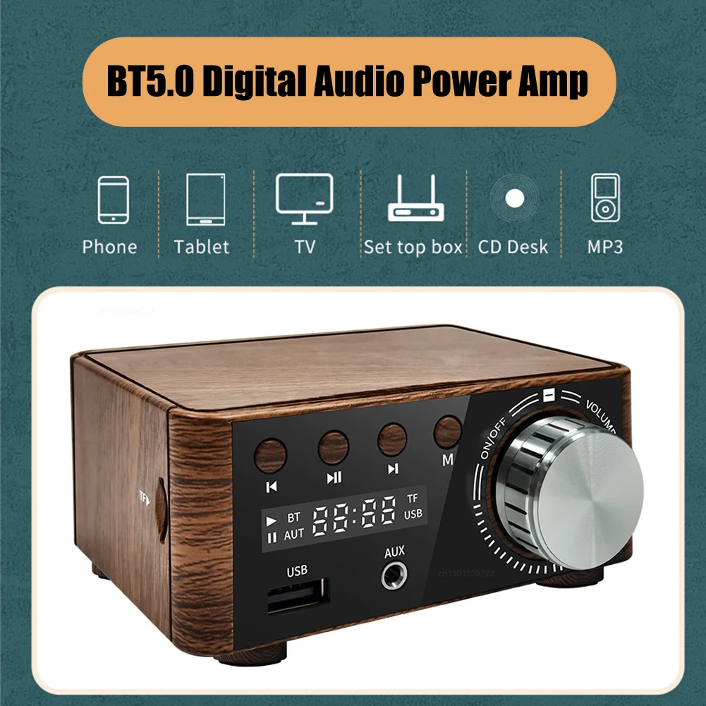 مضخم صوت 50Wx2 مع شاشة رقمية CS8673E HiFi مضخم طاقة صغير بلوتوث 5.0 صوت أمبير AUX TF مسرح منزلي