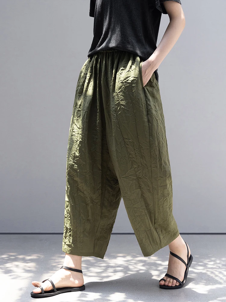 

Новая коллекция Le: летние брюки-морковки с эластичным поясом, красные и зеленые, в двух цветах, повседневные зауженные брюки для женщин, в художественном стиле