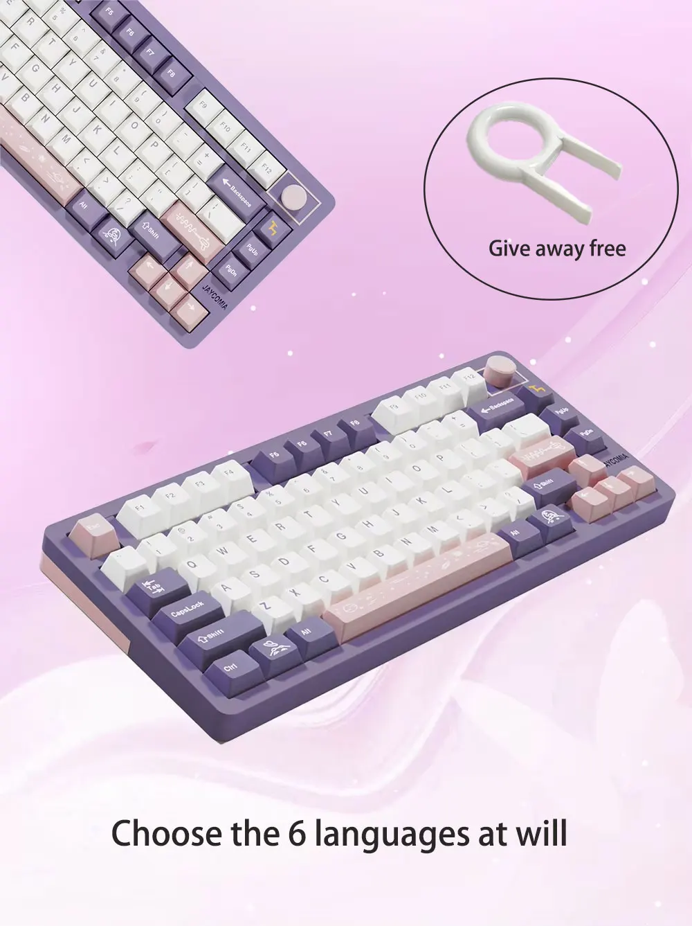 

Purple Cherry Keycaps Dye Sub German Korean Spanish Arabic French Russian ISO ANSI Big Set Key Caps For Mechanical Keyboard