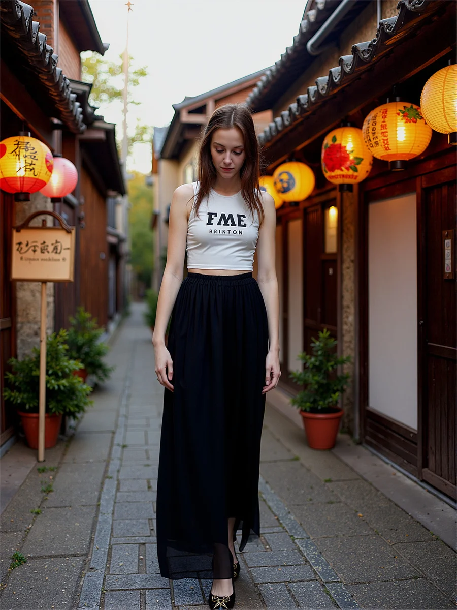 กางเกงชีฟองทรงขาบานเอวยางยืด ผู้หญิง 2025 ฤดูร้อน ผู้หญิง ฤดูใบไม้ร่วง ผ้ามีเท็กซ์เจอร์ ทรงขาบานเล็กน้อย สไตล์นักเรียน นักศึกษา ทันสมัย ดูอ่อนเยาว์