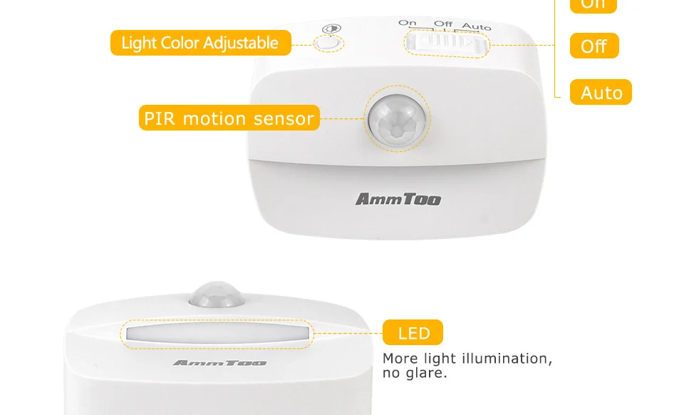 LED Night Light Motion Sensor Light 220V EU Plug In Smart Motion Sensor Light Warm and White Light Dual Color Night Lamp