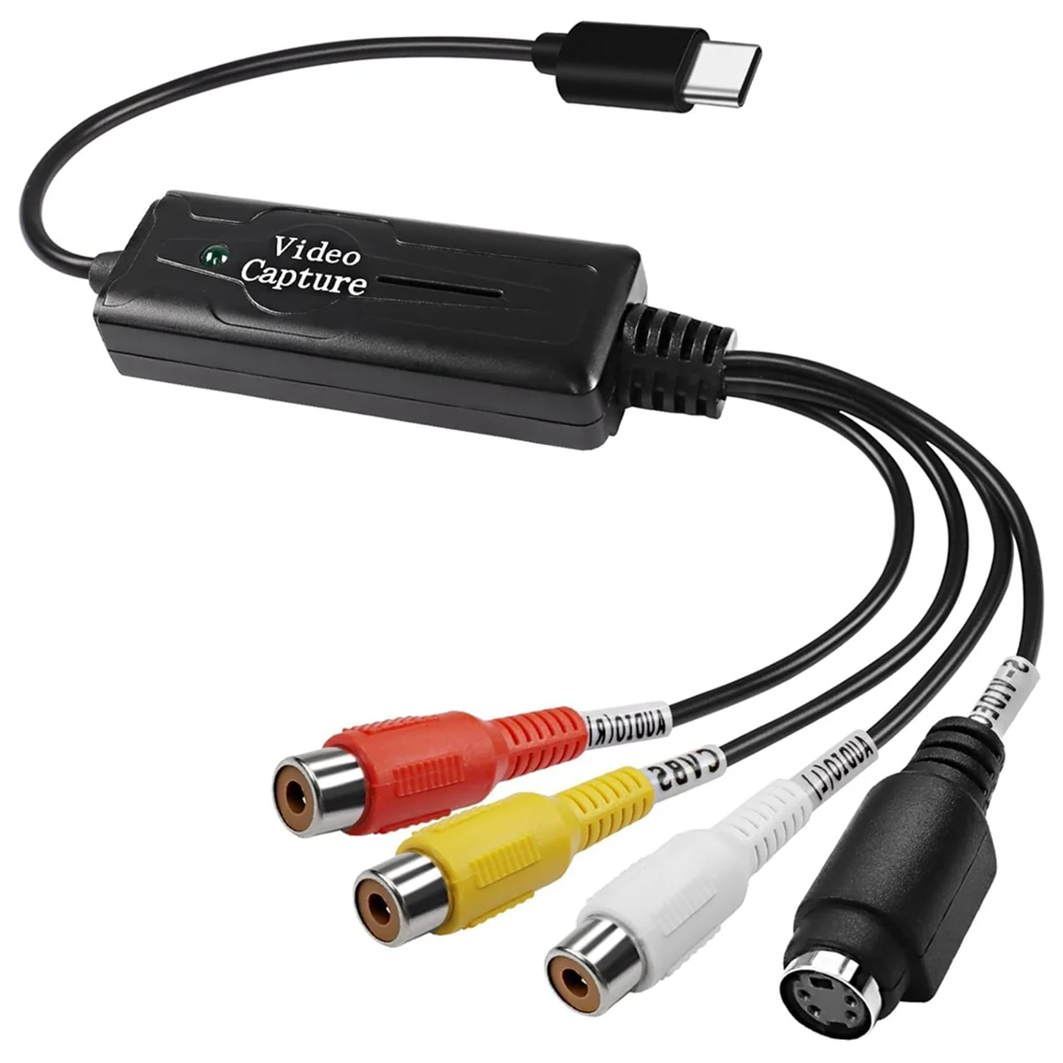 Convertidor AV a USB C Adaptador de tarjeta de captura de vídeo 1 canal AV NTSC PAL Video S Video/Convertidor compuesto a USB