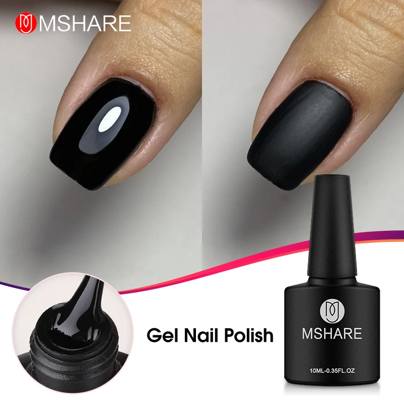 MSHARE Black Nail Gel Polish Varnish Soak Off 12g  Cured with Nail Dryer