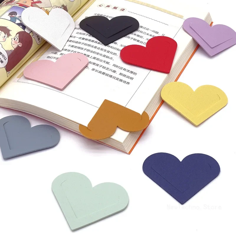 Heart Shaped PU Leather Bookmark Colorful Double Sided Tablet Gift for Book Lovers Readers and Diary Lovers