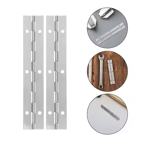 12Pcs Premium Stainless Steel Piano Hinges Easy Install Heavy Duty Cabinet Hinges for Kitchen Bathroom Commercial Display Cases