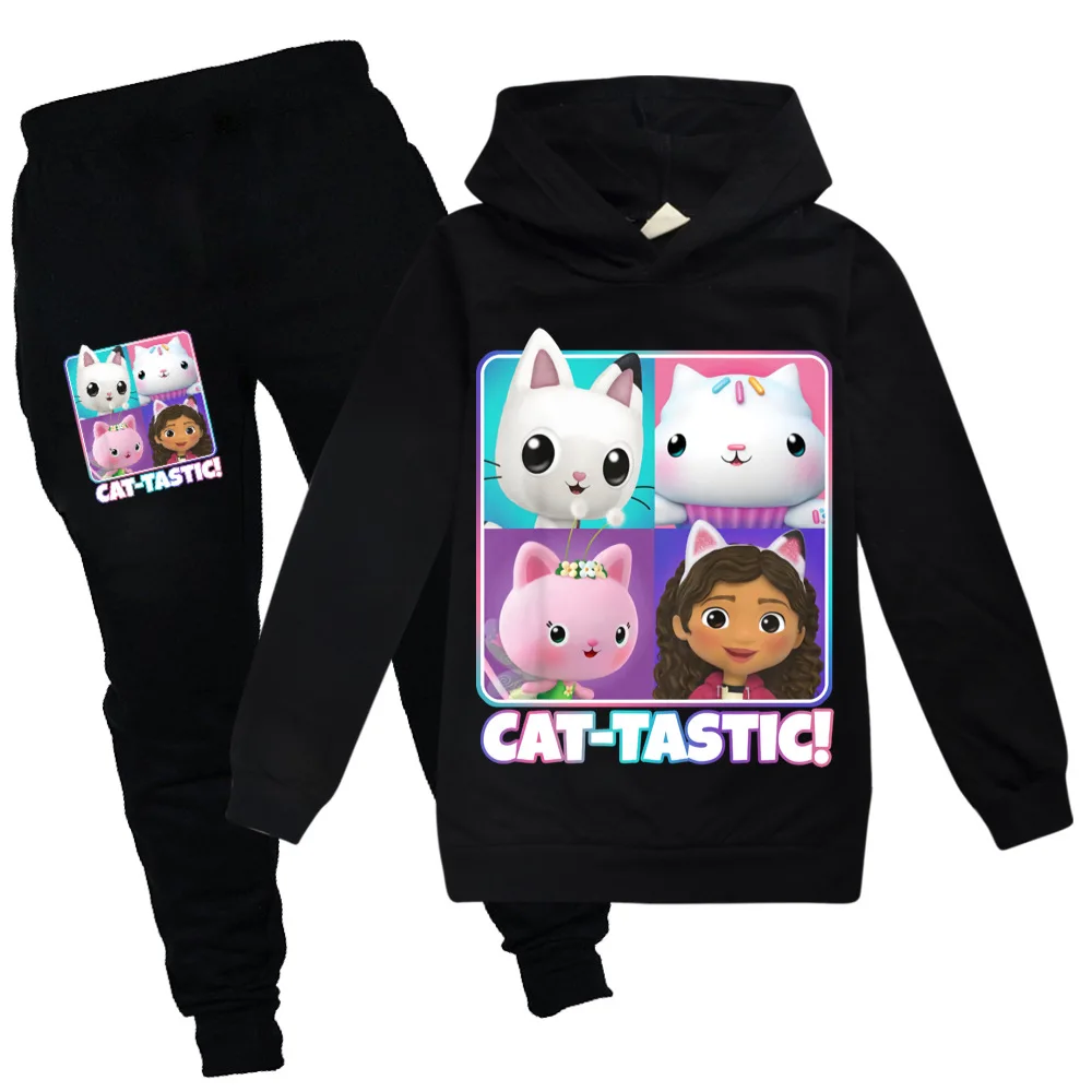 Neue Gabbys Doolhouse Kleidung Kinder Gabi Chat Hoodies & Sweatshirts Hosen 2 stücke setzt Jungen Cartoon Herbst Trainings anzug Baby Mädchen Outfits