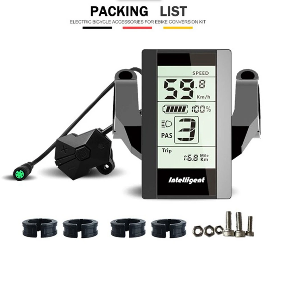 

T34C 24V-60V 800S LCD E-Bike Display Indicator for BBS01 BBS02 Mid Hub Drive Electric Bicycle Conversion Kits