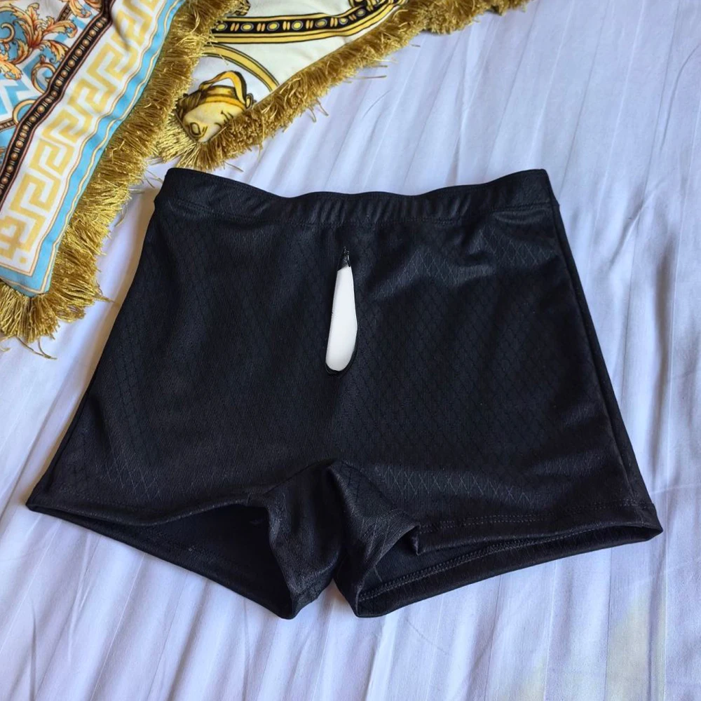 

Summer invisible Zipper Open Crotch Women Shorts Sexy Plus Size Black Safety Panties Underwears