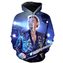 Sudadera con capucha con estampado 3D de Johnny Hallyday para mujer, ropa con capucha de cantante de Rock de Hip Hop, de moda, informal, divertida, de gran tamaño, abrigos cómodos y frescos