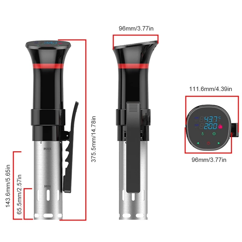 Sous Cooker Machine Immersion Circulator 1100 Watts LCD Digital Temperature Time Control Waterproof Precision Sous Cooker