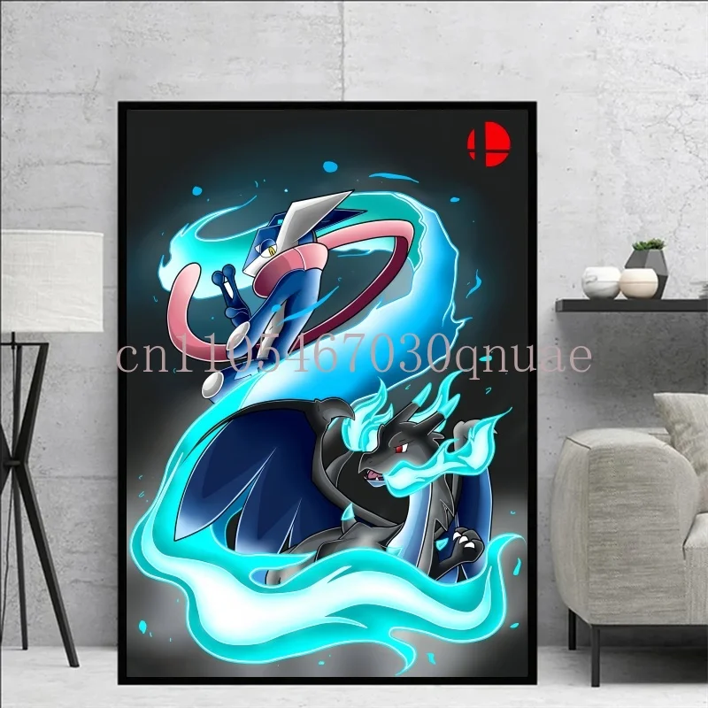 Poster Anime Pokemon Peripherals Greninja Gambar Kawaii Seni Cat Air Lukisan Kanvas untuk Hadiah Dekorasi Dinding Kamar Tidur Anak-anak