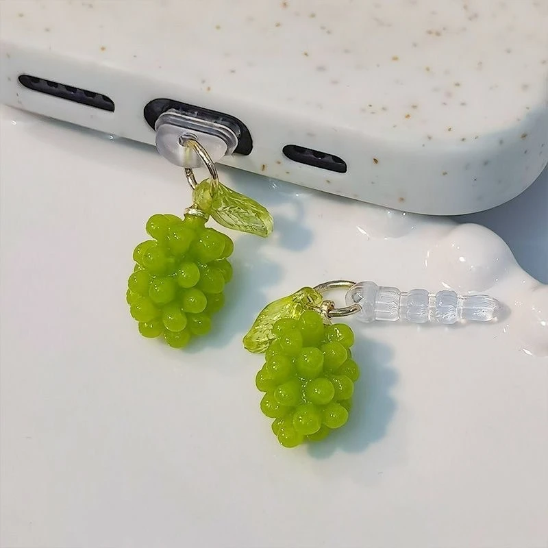 

Креативная подвеска с пылезащитной заглушкой для телефона с зеленым виноградом для интерфейса Lightning Type-C, аксессуары для мобильных телефонов заглушка