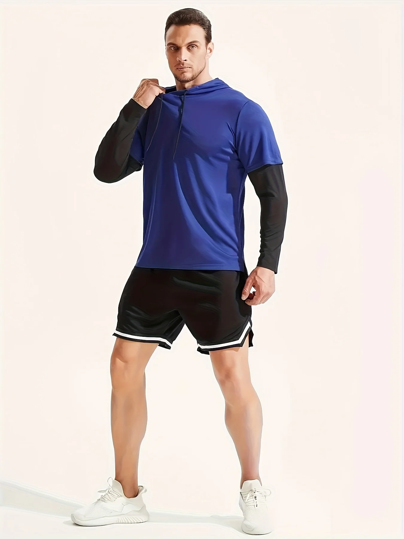 Gefälschte zwei langärmelige Herbst- und Winteroberbekleidung, Fitnessanzug, Radfahren, Basketball, Laufen, lässig, Sport, Top, Training, Kapuzenpullover