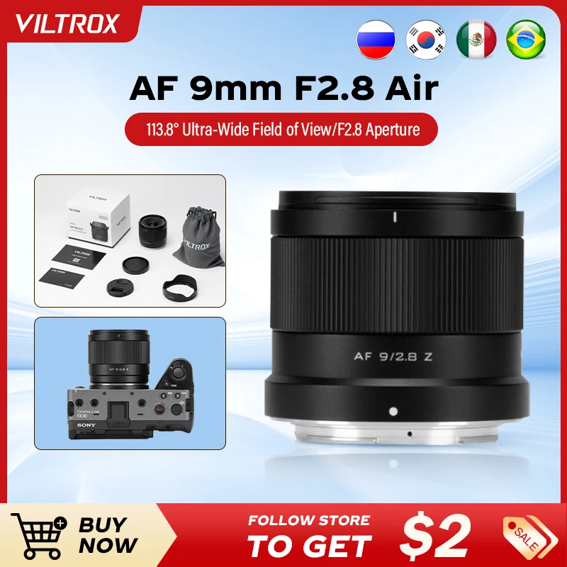 VILTROX AF 9 mm F2.8 Air E/Z Mount Obiettivo APS-C Fotocamera con messa a fuoco automatica per Sony E, Autofocus APS-C Obiettivo ultra grandangolare per Sony a7III
