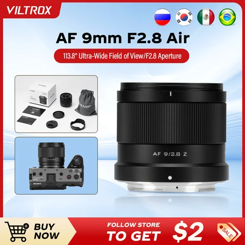 VILTROX AF 9 mm F2.8 Air E/Z Mount APS-C Lente Cámara de enfoque automático para Sony E, Autofocus APS-C Lente ultra gran angular para Sony a7III