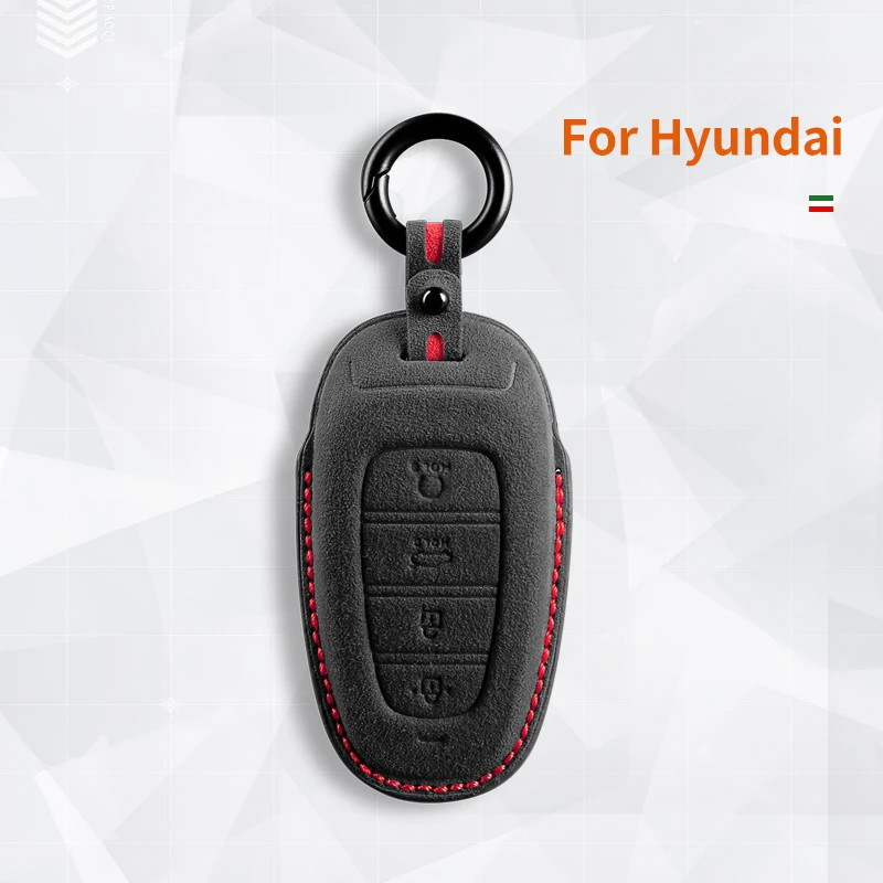 For Hyundai Tucson Palisade 2023 Mistra Suede Remote Car Key Case Shell Keychain for Hyundai Leather Car Key Case