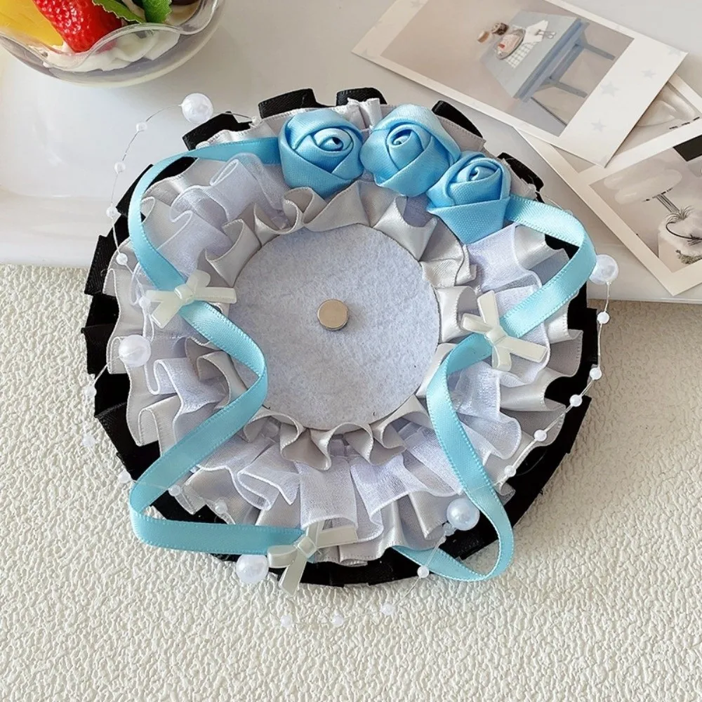 Lovely Lace Magnetic Anime Badge Holder Rose Candy Pins Display Base Bow Cross Ornate Ribbon Badge Flower Ita Bag Accessories