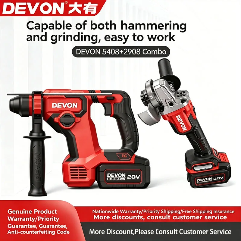 

Devon 5408 Electric Hammer Cordless Lithium-Ion Impact Drill– Dual-purpose for Concrete and General Household Use 5408 Hammer