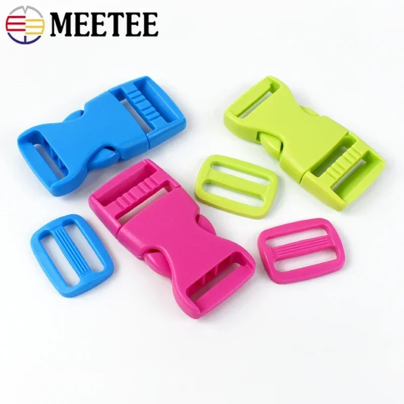 5/10/20Sets Plastic Release Closure Buckle For Strap Backpack Belt Ring Clasp Webbing Tri-Glide Slider Hooks Sewing Accessories