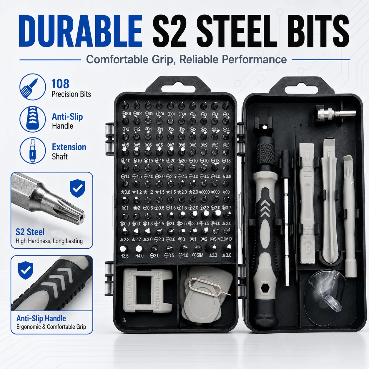 115 in 1 Magnetic Precision Screwdriver Set, Electronics Repair Tool Kit for Phone Laptop PC, Nut Driver Bits DIY Repair - view 5