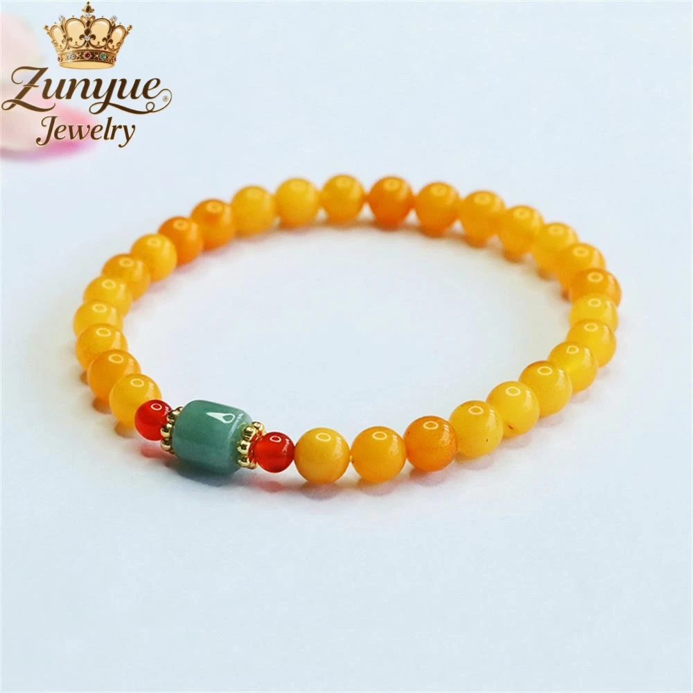 الدجاج الطبيعي الدهون الأصفر شمع العسل اليشم العقيق سوار فاخر جودة الأزياء الجميلة مجوهرات رائعة أنيقة شعبية سحر هدية #2