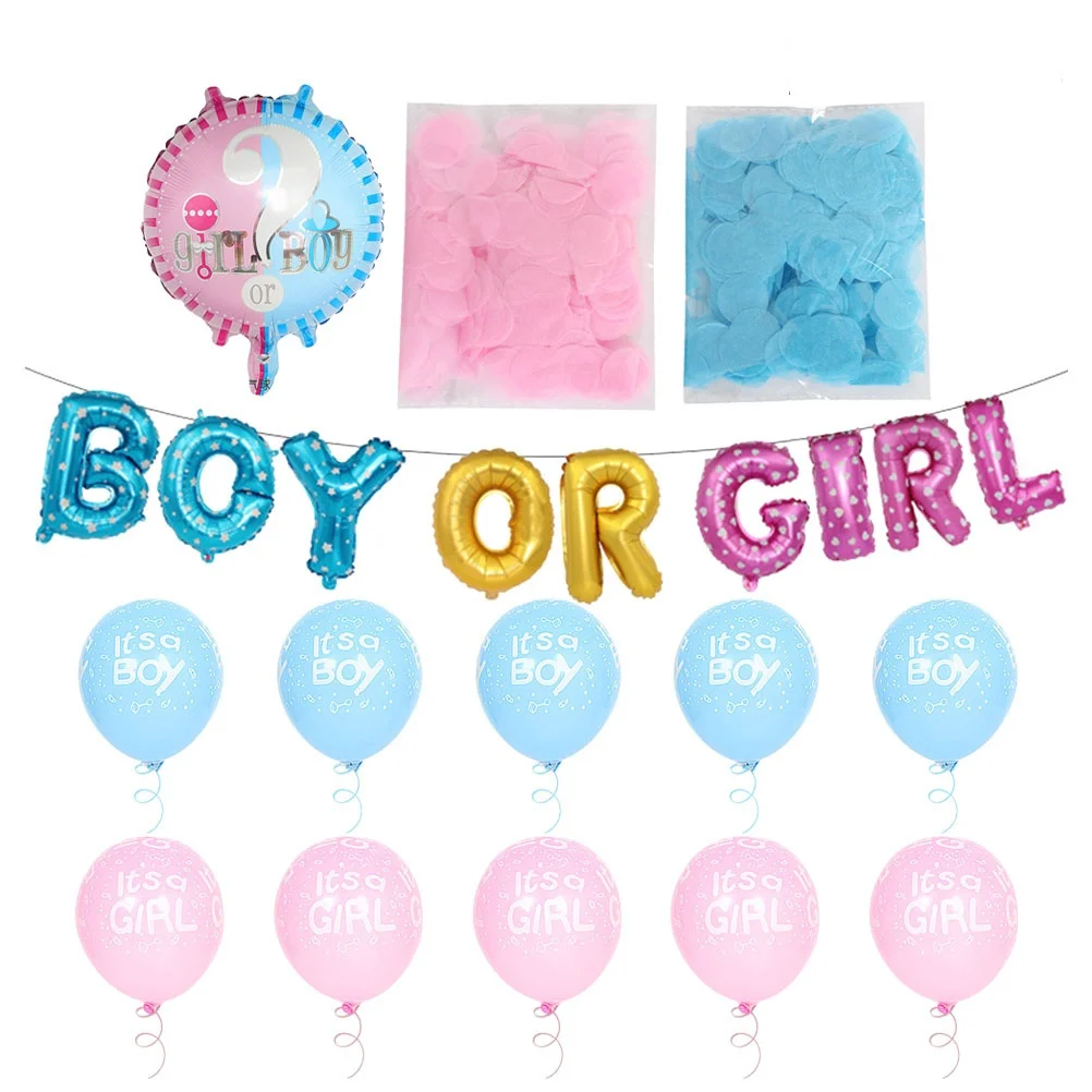 

Gender Revealing Balloon Set Latex Balloons Kit with Conffetti Decorative Letter