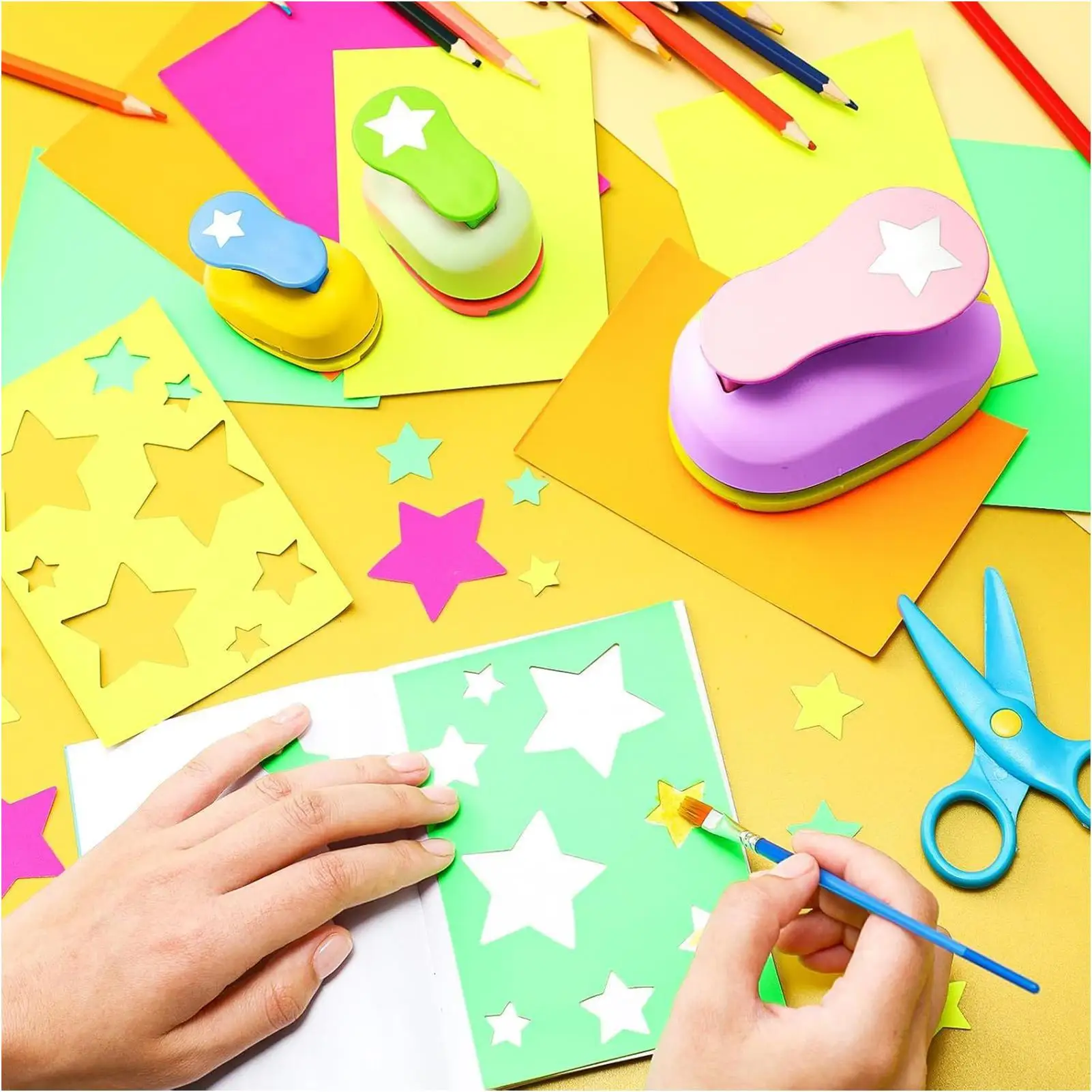 3pcs Star Scrapbook Hole Punch DIY Paper Cut Puncher Scrapbooking Labor Saving for Hole Punch Embossing