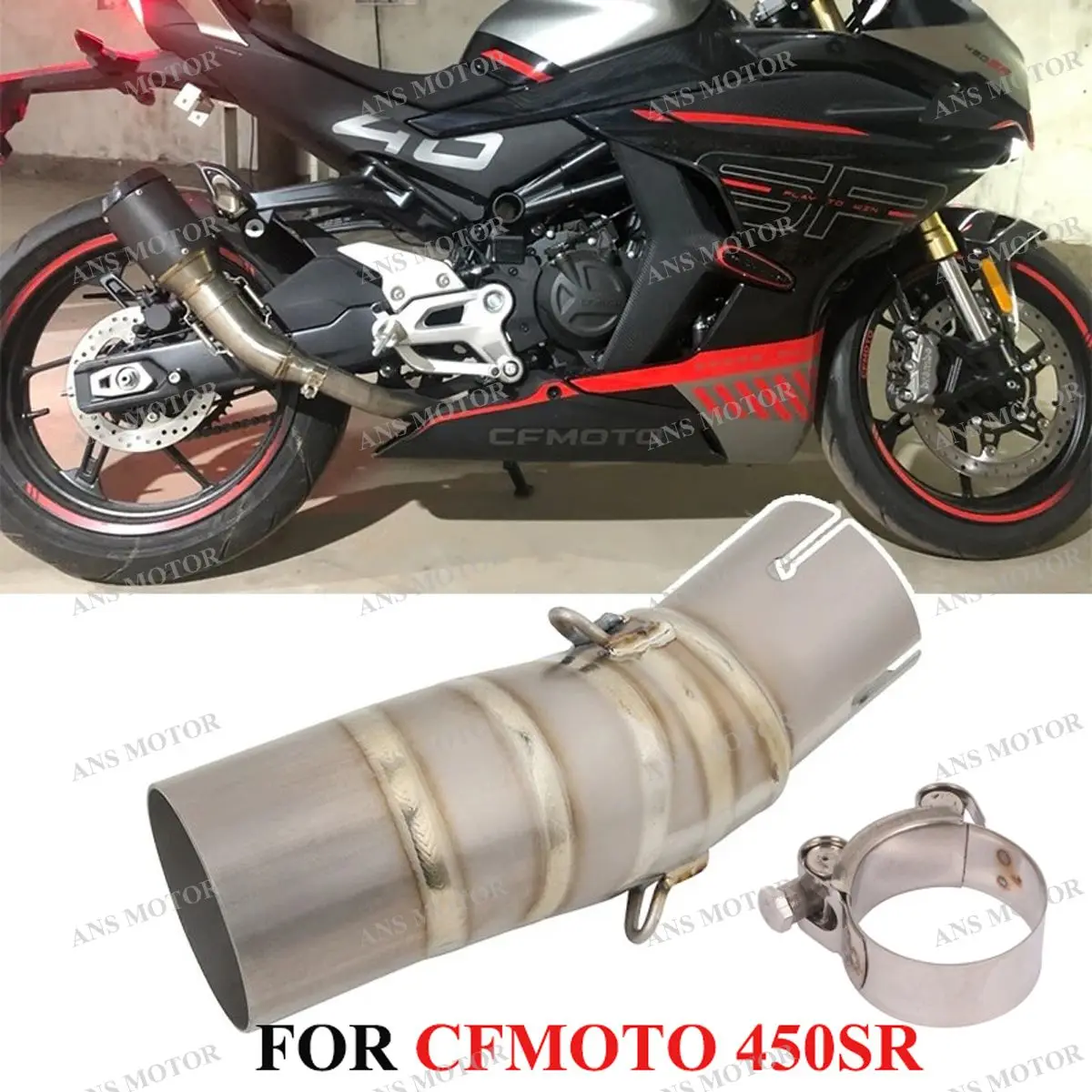 

51MM Slip On For CFMOTO 450SR 450NK 450SRS 2022 -2024 Exhaust Middle Link Pipe Modify 450SR Exhaust Escape Muffler