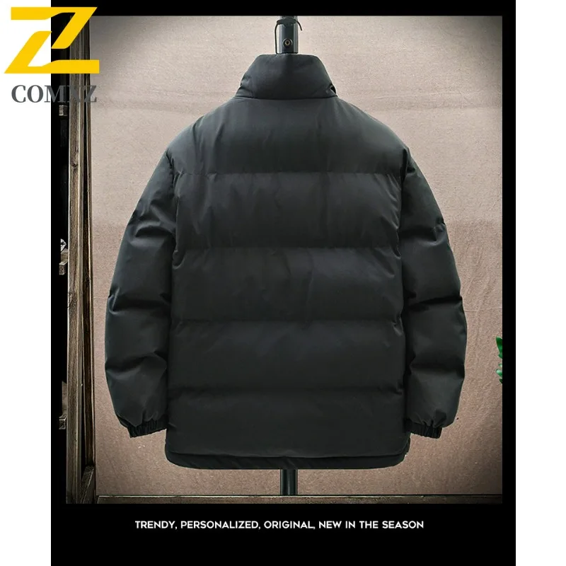 COMXZ 2025 メンズ トレンド オーバーサイズ 無地 コットン ジャケット 冬 若者 学生 カジュアル ゆったり 暖かい 軽量 コート
