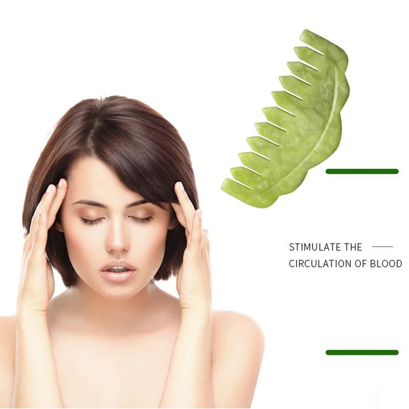 

2PCs Natural Jade Roller Gua Sha Board Massage Set Jade Comb Gouache Scraper Body Acupuncture Spa Facial Anti Aging Lifting Tool