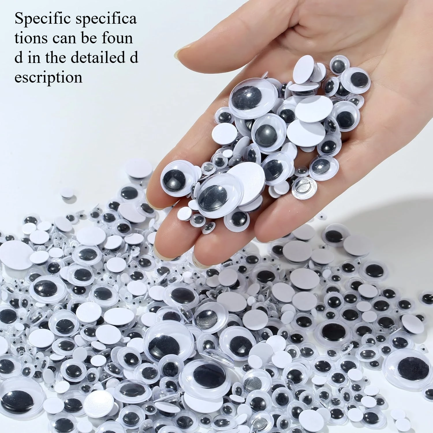 عيون جوجلي السوداء ذاتية اللصق، 4 مم 6 مم 8 مم 10 مم 12 مم 15 مم 20 مم عيون جوجلي كبيرة وصغيرة للحرف اليدوية