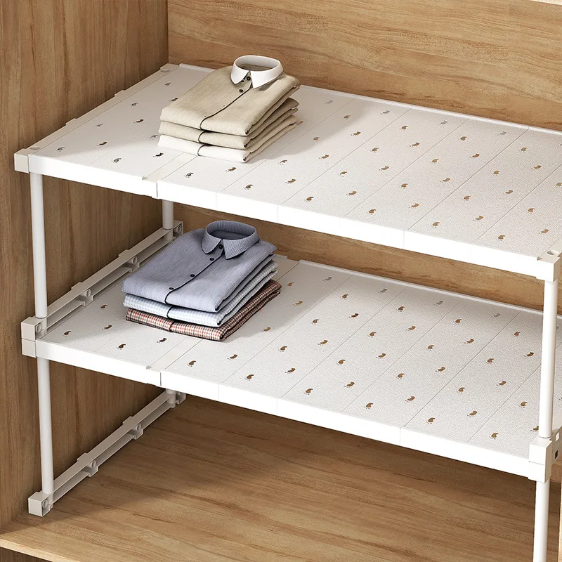 

Expandable Multi-layer Closet Organizer Ra oe Cabinet Partition Storage Solution Plastic No-drill Installation Versatile Use