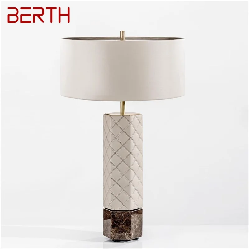 BERTH Postmodern Table Lamp Fashion LED Desk Light Leather Simple for Home Bedroom Living Room Decor