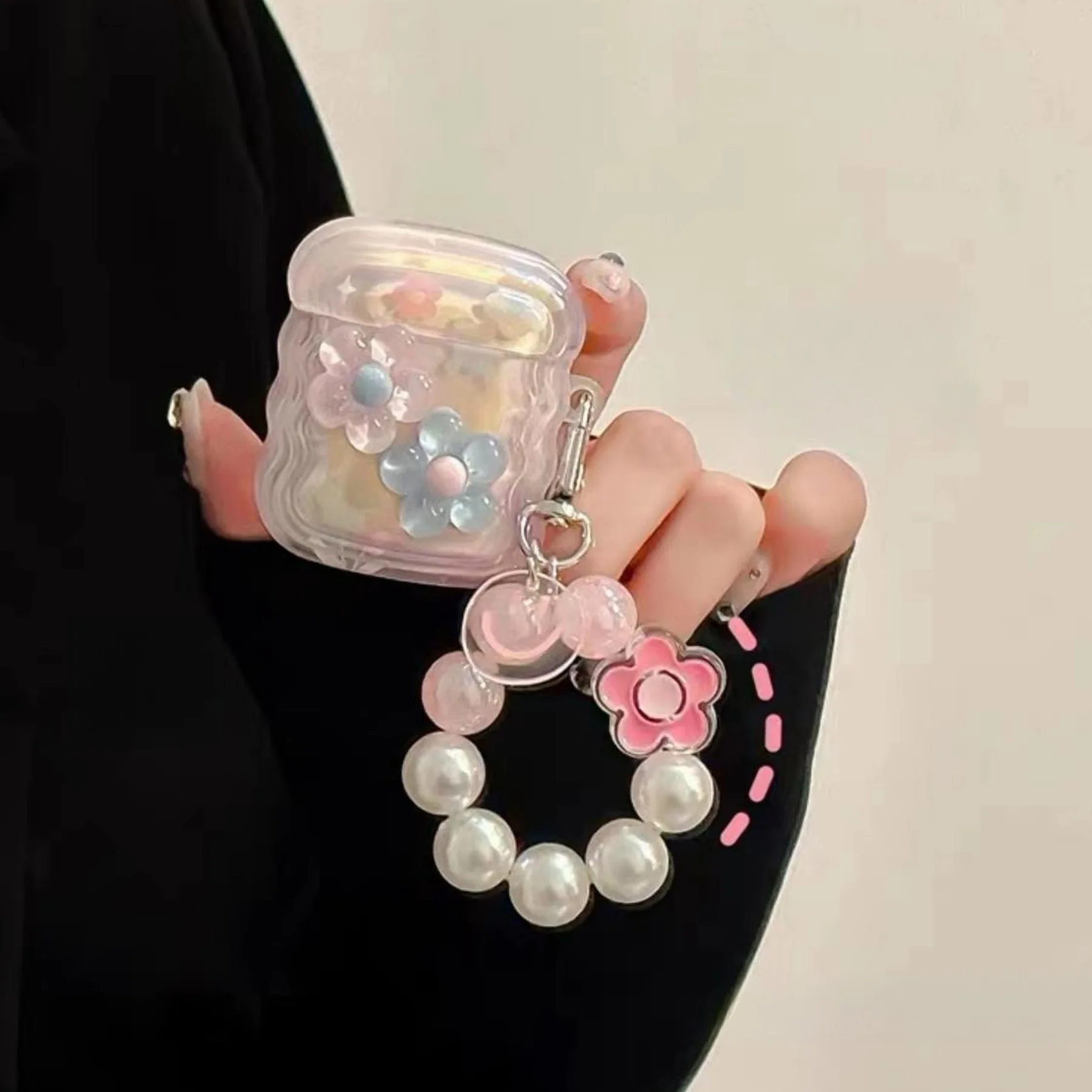 لؤلؤة زهرة سيليكون لينة للصدمات سوار الحب ins لطيف سماعة لاسلكية تعمل بالبلوتوث حقيبة سماعة الاذن ل أبل Airpods برو 2nd 3 2 1