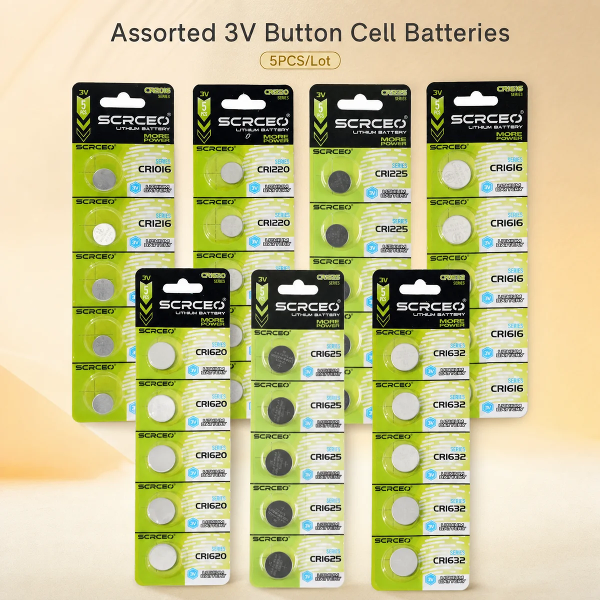 Lithium Coin Cell Battery 3V 5PCS CR1216 CR1220 CR1225 CR1616 CR1620 CR1625 CR1632 for Remote Control Opener
