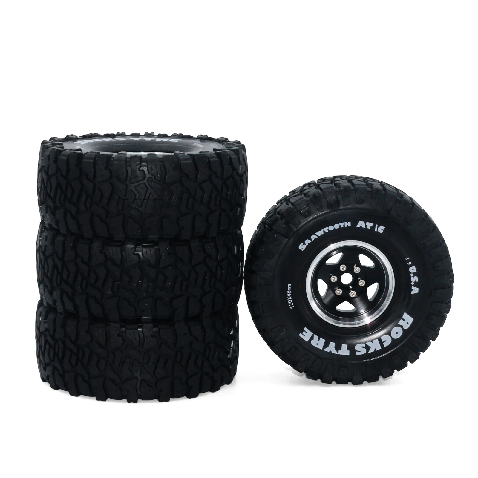 ชุดล้อโลหะขนาด 1.9 นิ้ว พร้อมยางล็อค  เหมาะสำหรับรถ Trx4/Scx10/90046/90047/Scx10 Iii ขนาด 1/10 สำหรับการอัพเกรดรถไต่เขา