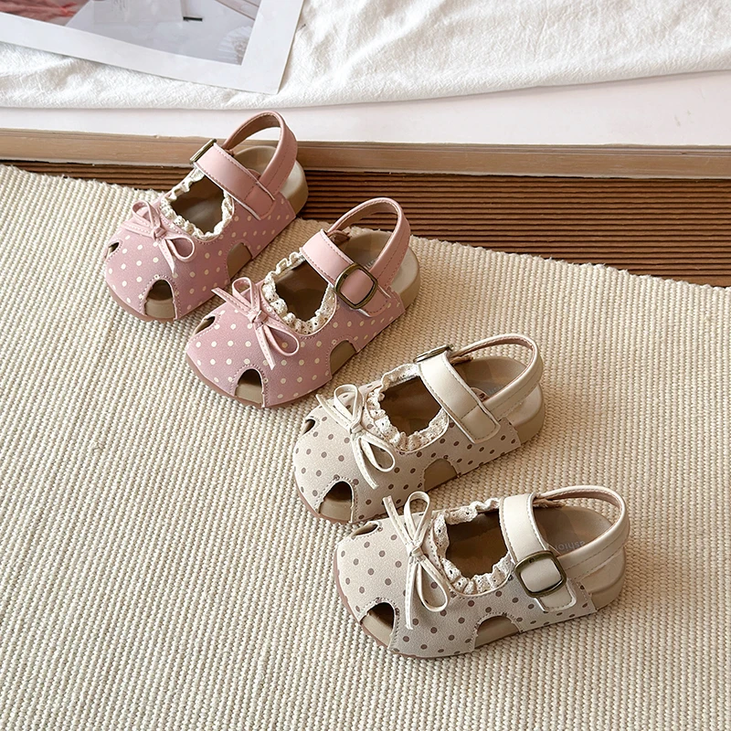 

Children Sandals 2026 Korean-style Summer New Fashion Polka Dot Girl Princess Dress Shoes School First Non-slip Kids Sandals