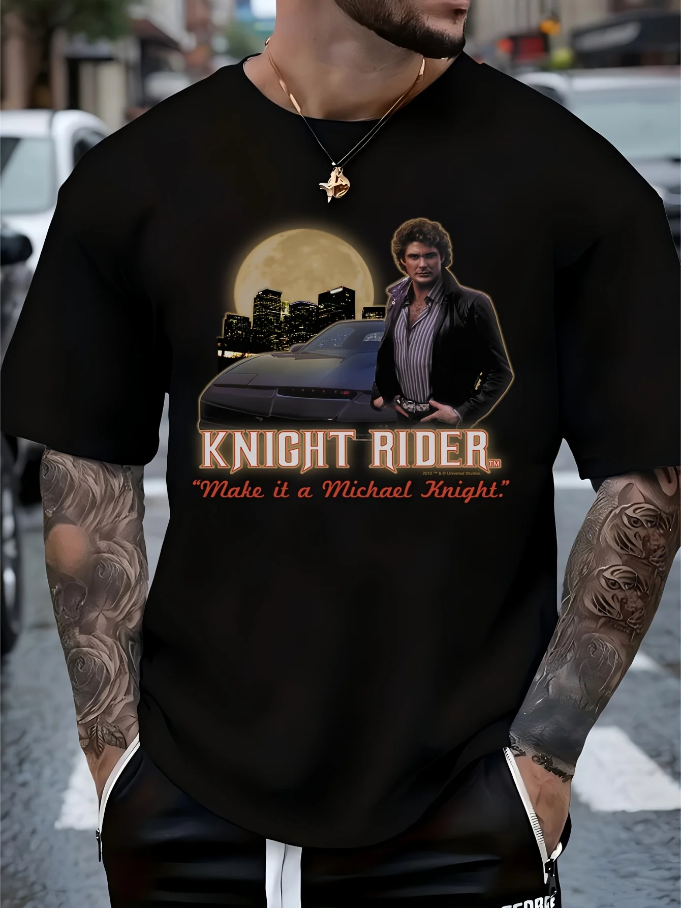 Camiseta gráfica Knight Rider Michael Knight para hombre, camiseta vintage de programa de televisión, tela suave y transpirable, camisetas para hombre para verano