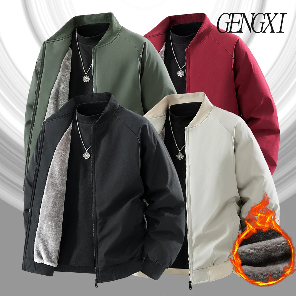 

Новое зимнее поступление, куртка на флисовой подкладке с бейсбольным воротником, повседневная мужская ветрозащитная теплая куртка-пилот, минималистичная модная мужская одежда