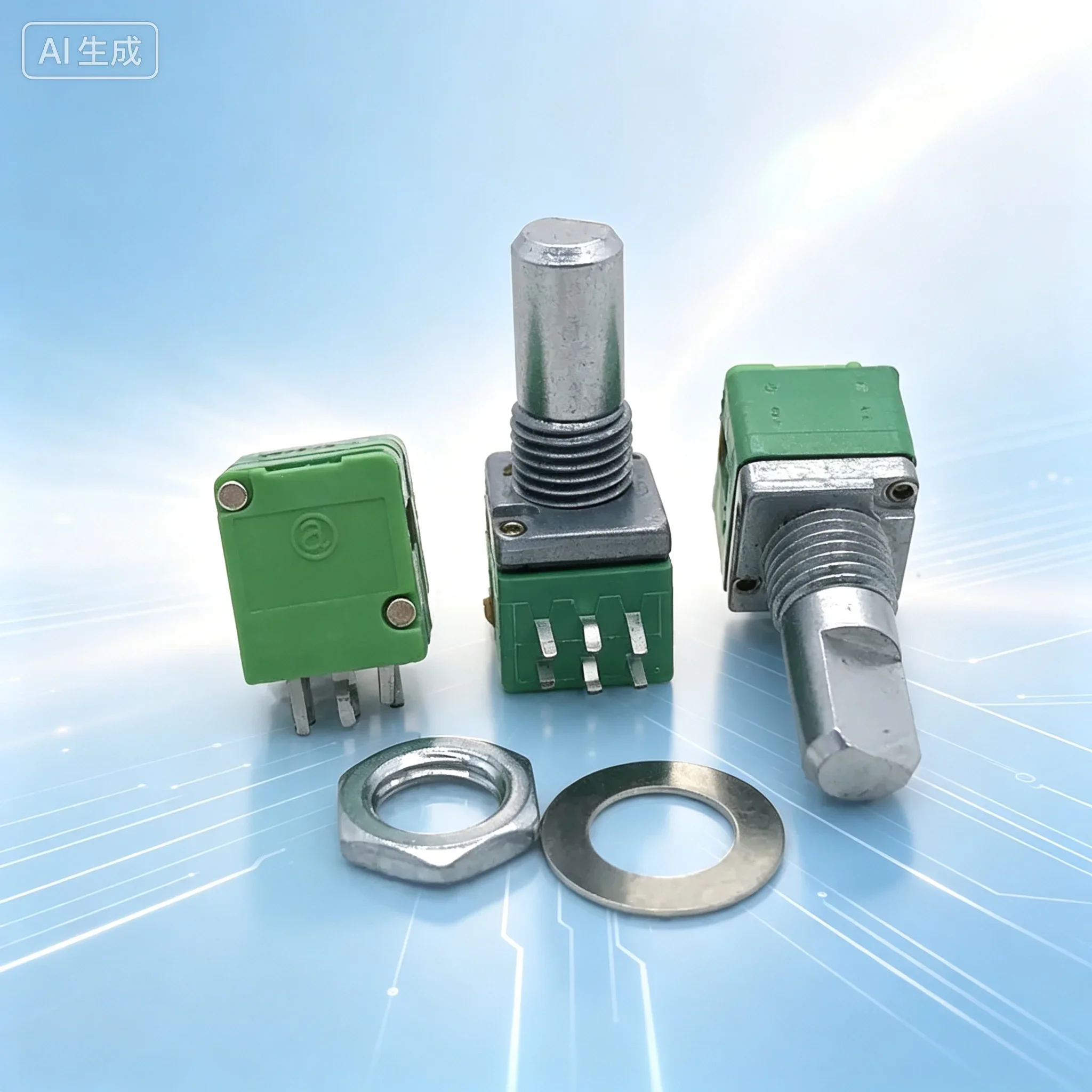 for‑09 C10kx2 B10K Double Sealing Potentiometer 15MM Half‑Handle 6‑Pin 10PCS